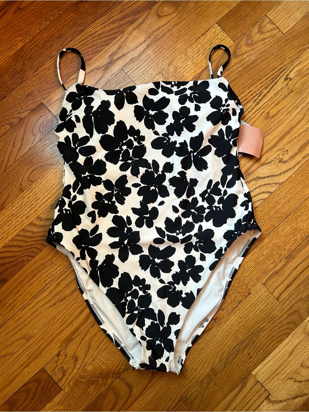 Shade & Shore Black and White Floral One-Piece Swimsuit